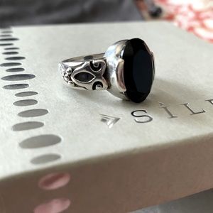Retired Silpada Sterling Silver Black Chalcedony Onyx Ring Size 9 R1410